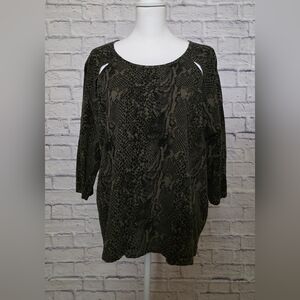 Rafaella Black and Green Patterned Blouse